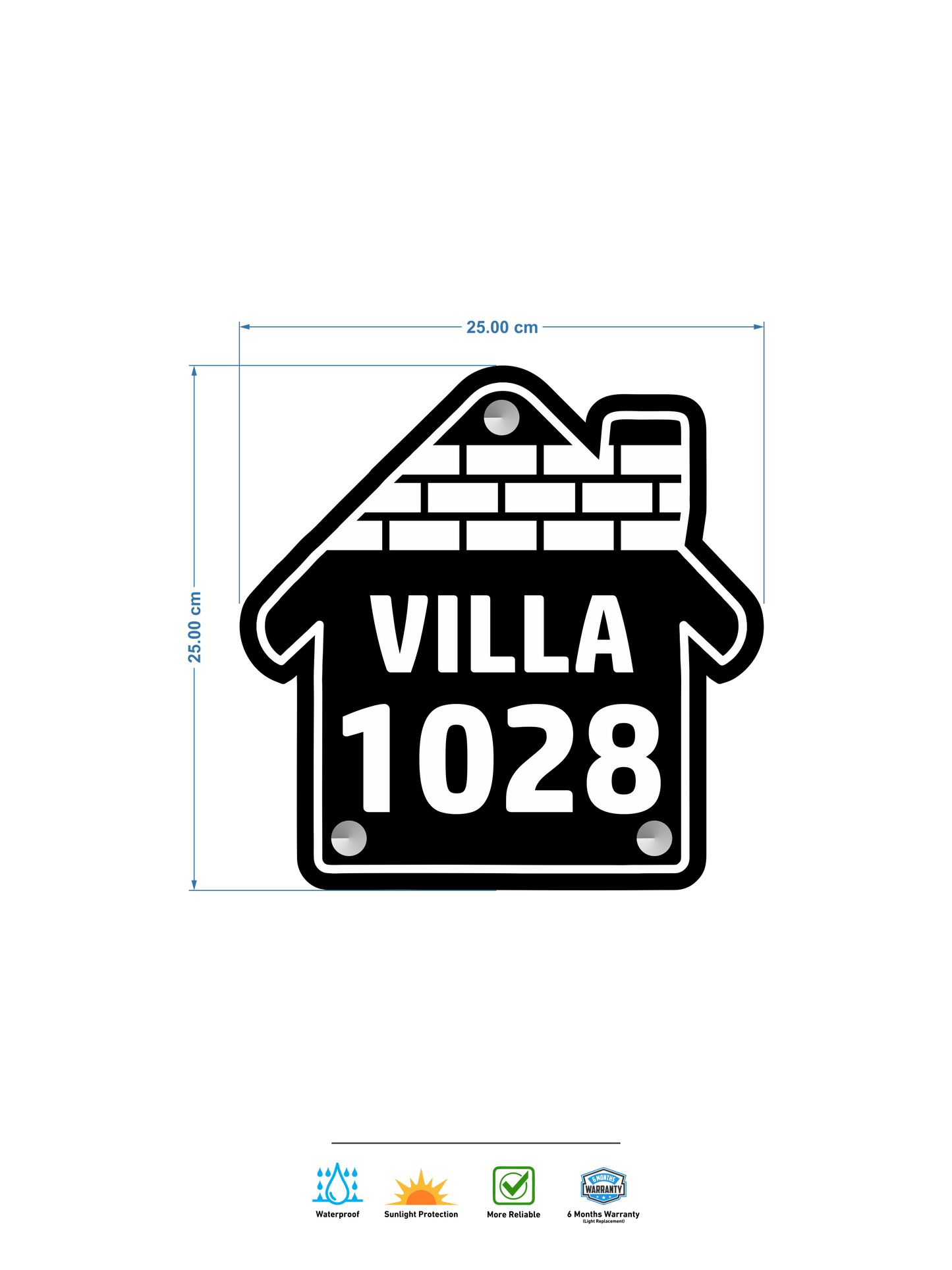 Black Home Shaped Acrylic with PVC Vinyl Print – Elegant Home & Office Signage