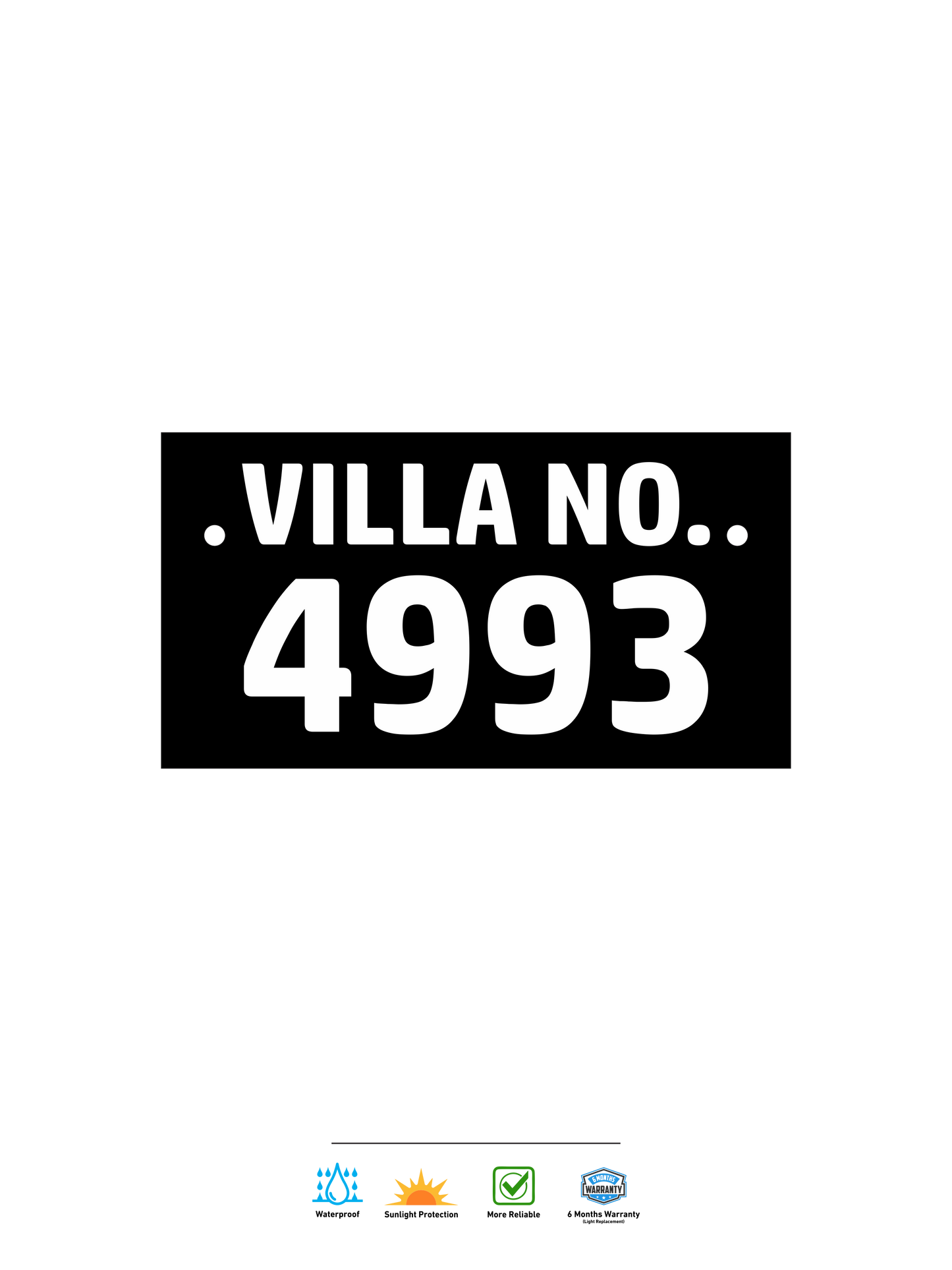 Black Acrylic Sign with Bold White Acrylic Lettering – Ideal for Villas & Offices