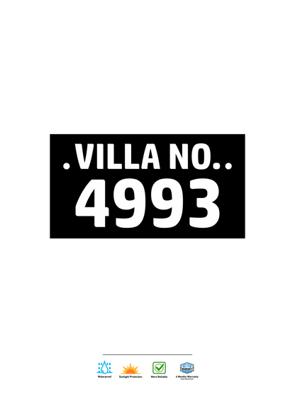Black Acrylic Sign with Bold White Acrylic Lettering – Ideal for Villas & Offices