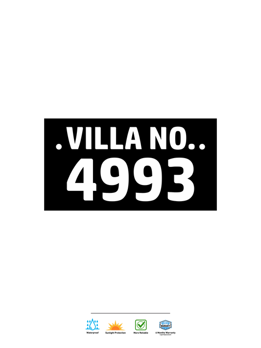 Black Acrylic Sign with Bold White Acrylic Lettering – Ideal for Villas & Offices