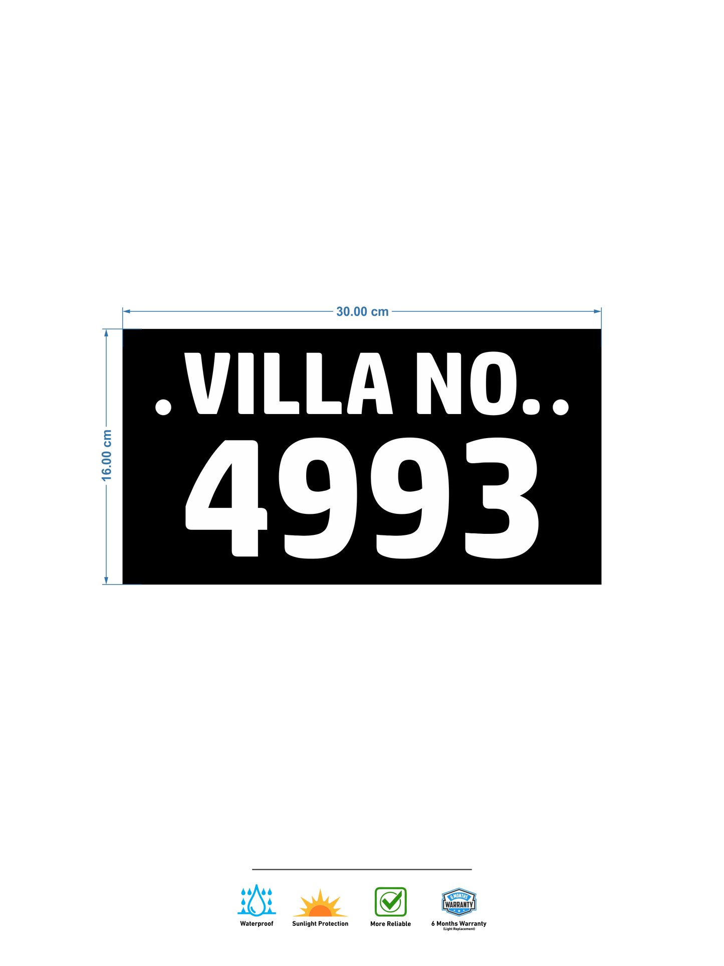 Black Acrylic Sign with Bold White Acrylic Lettering – Ideal for Villas & Offices
