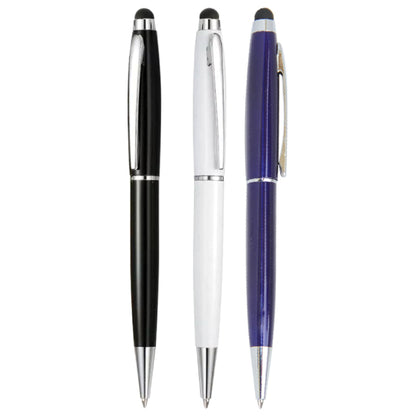 BLUE INK METAL BALL PEN WITH STYLUS WITH CUSTOM NAME ENGRAVING