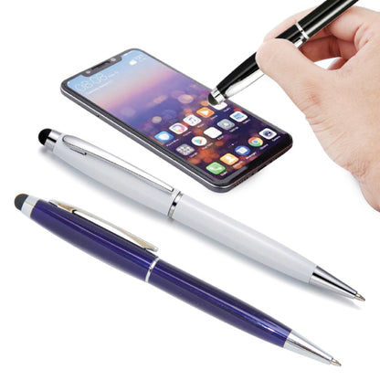BLUE INK METAL BALL PEN WITH STYLUS WITH CUSTOM NAME ENGRAVING