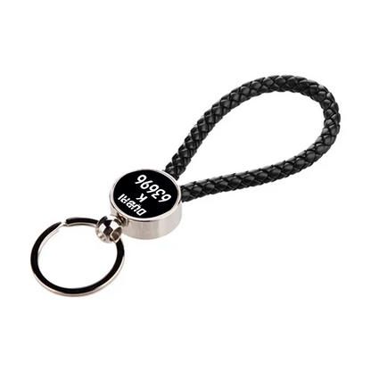 Customizable Round Leather Rope Key Ring – Double-Sided Printing for Logos, Car Numbers, & Images